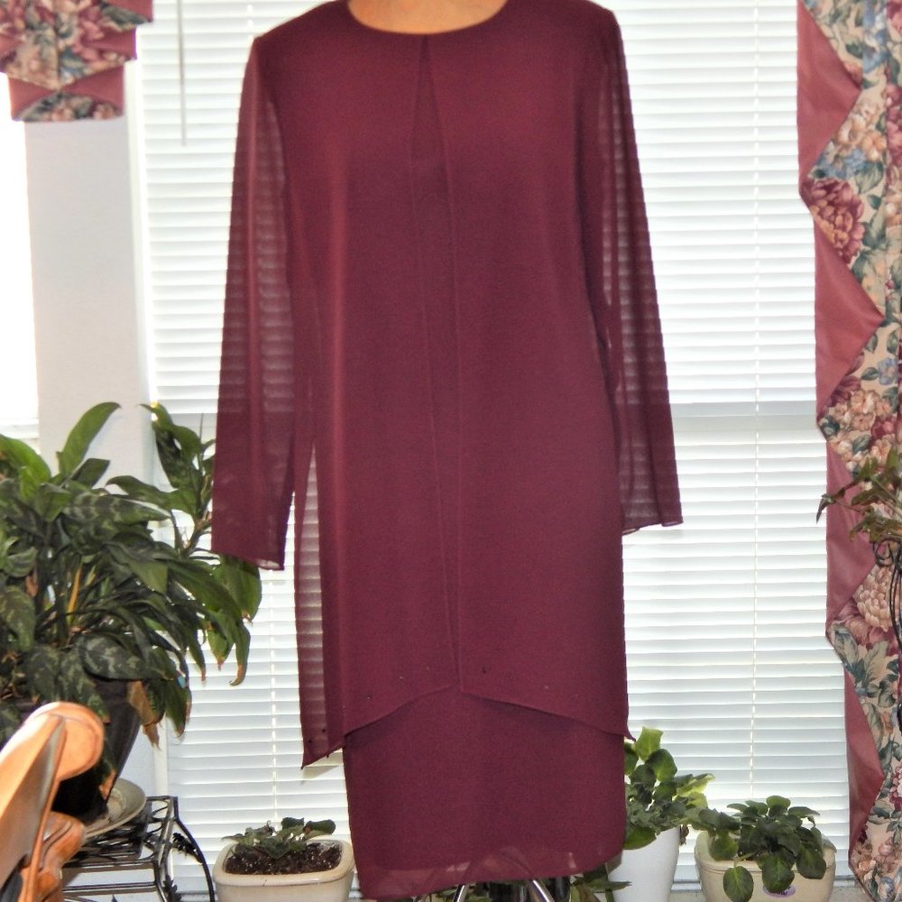 EUC URSULA of SWITZERLAND Wine Purple Dress Mother of Bride S 8